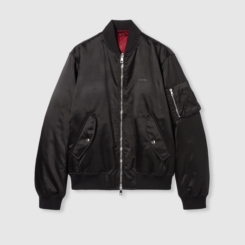 Heavy nylon canvas bomber jacket in black | GUCCI® UK