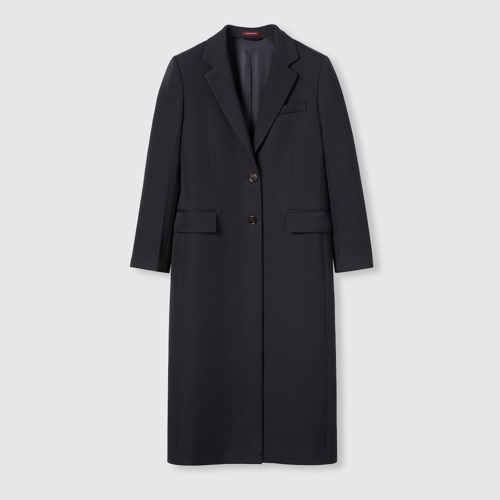 Double wool coat in navy | GUCCI® US