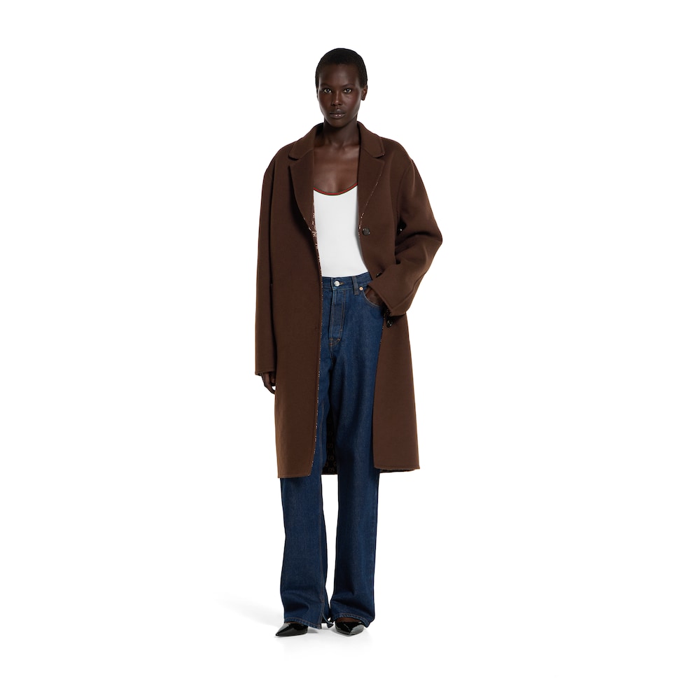 Gucci ブラウン ロングコート Reversible silk wool coat in brown | GUCCI® US