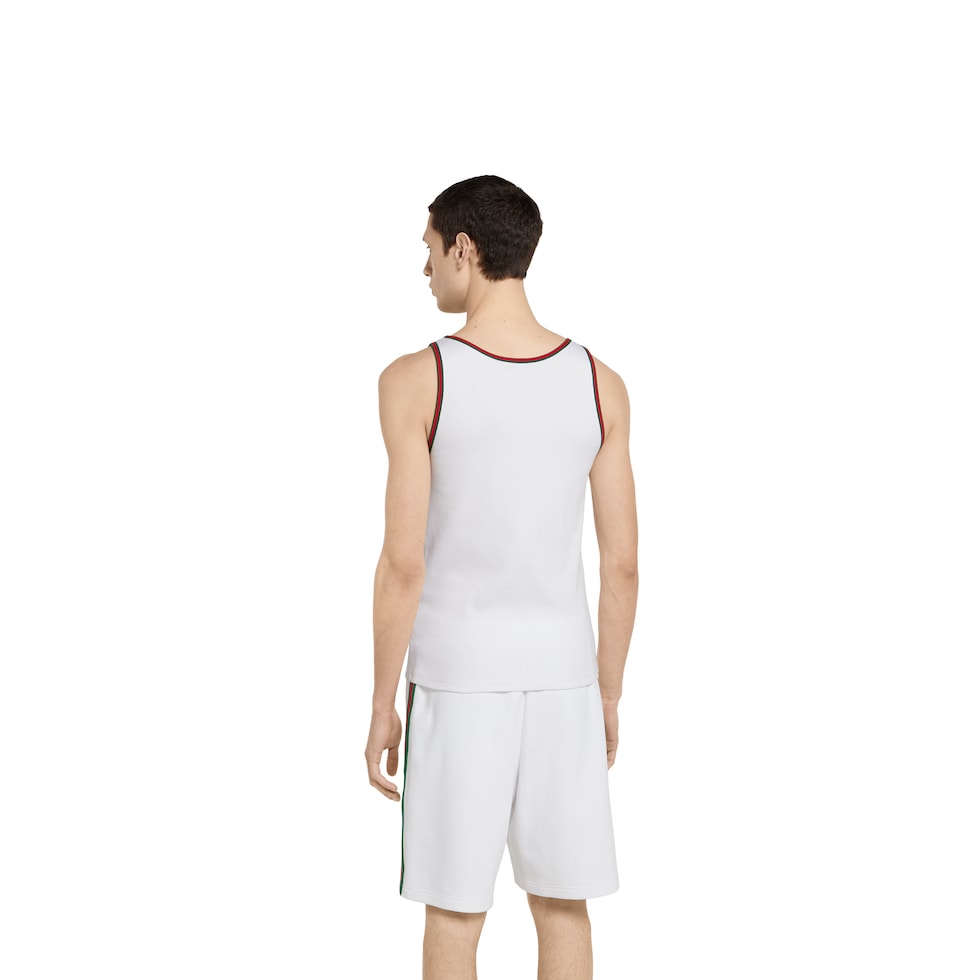 Rib cotton tank top with Web in white | GUCCI® UK