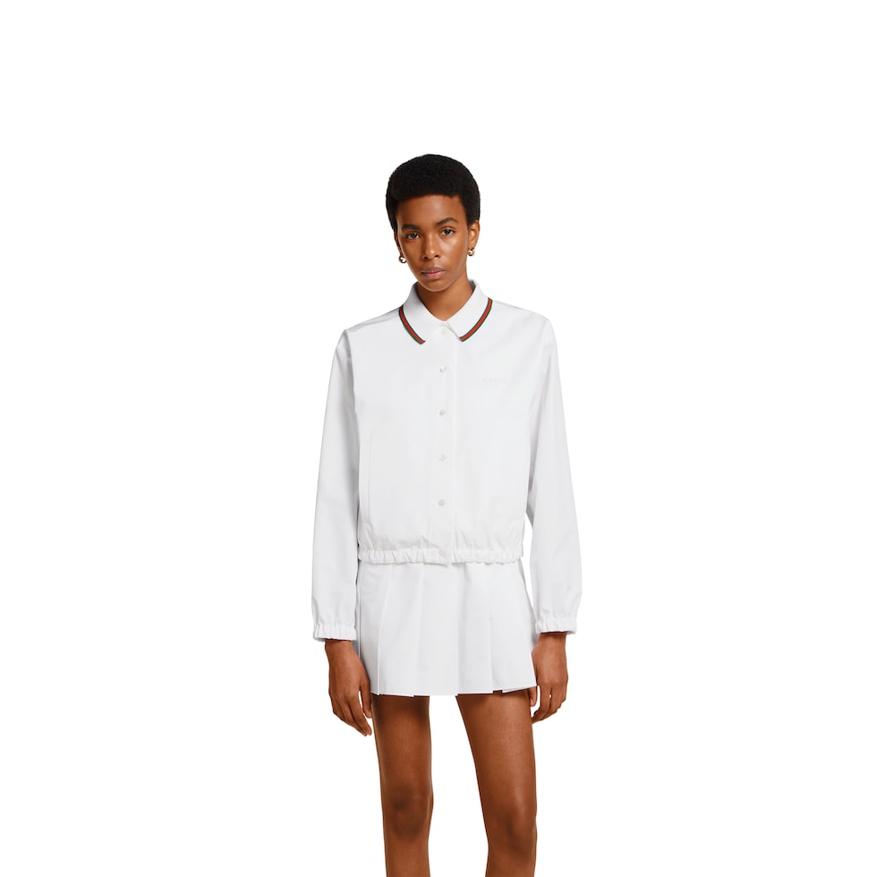 Cotton poplin shirt with drawstring in white | GUCCI® US