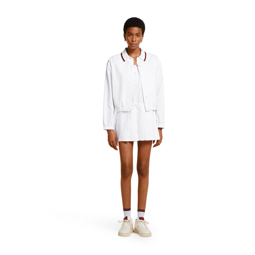 Cotton poplin dress with Web in white | GUCCI® US