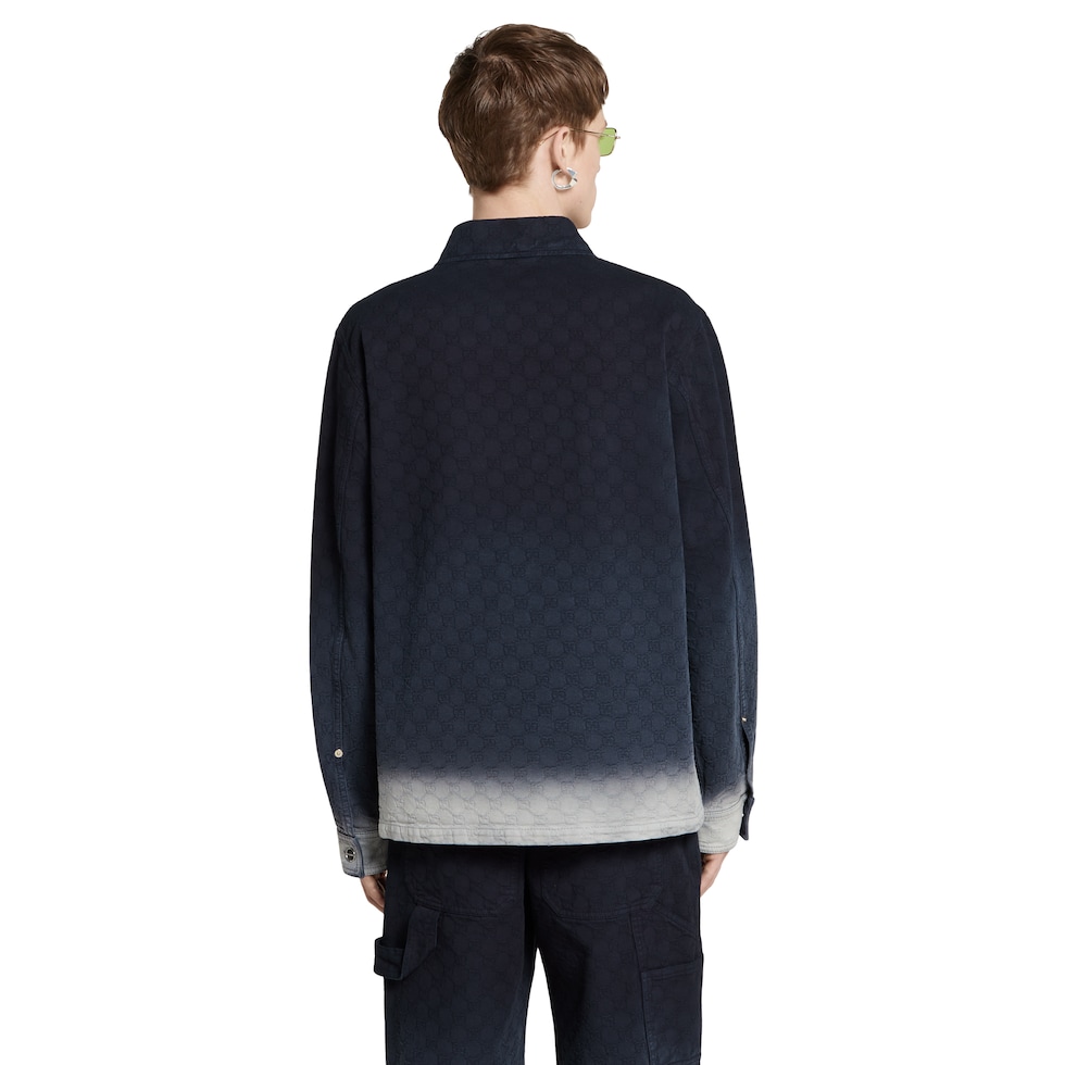 トップス guiltyguys Bleached GG cotton denim jacquard shirt in gradient blue to