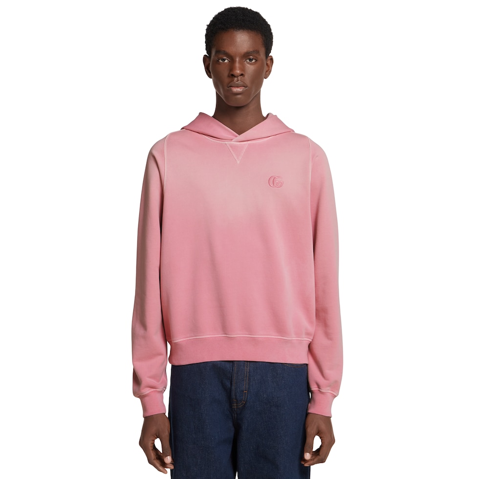 Cotton jersey sweatshirt with embroidery in pink | GUCCI® US