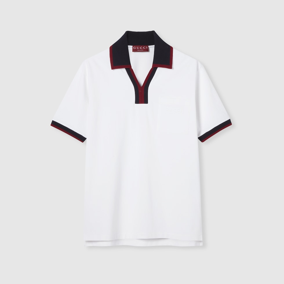 Cotton piquet polo shirt in white | GUCCI® US