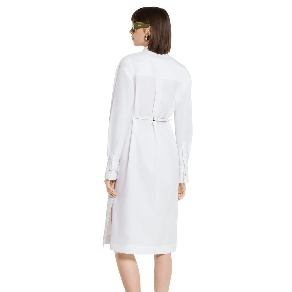 Cotton poplin shirt dress with embroidery in white | GUCCI® US
