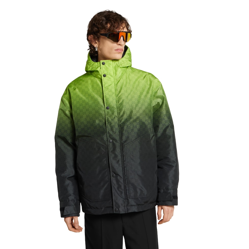 Printed nylon jacket in gradient lime to green | GUCCI® CA