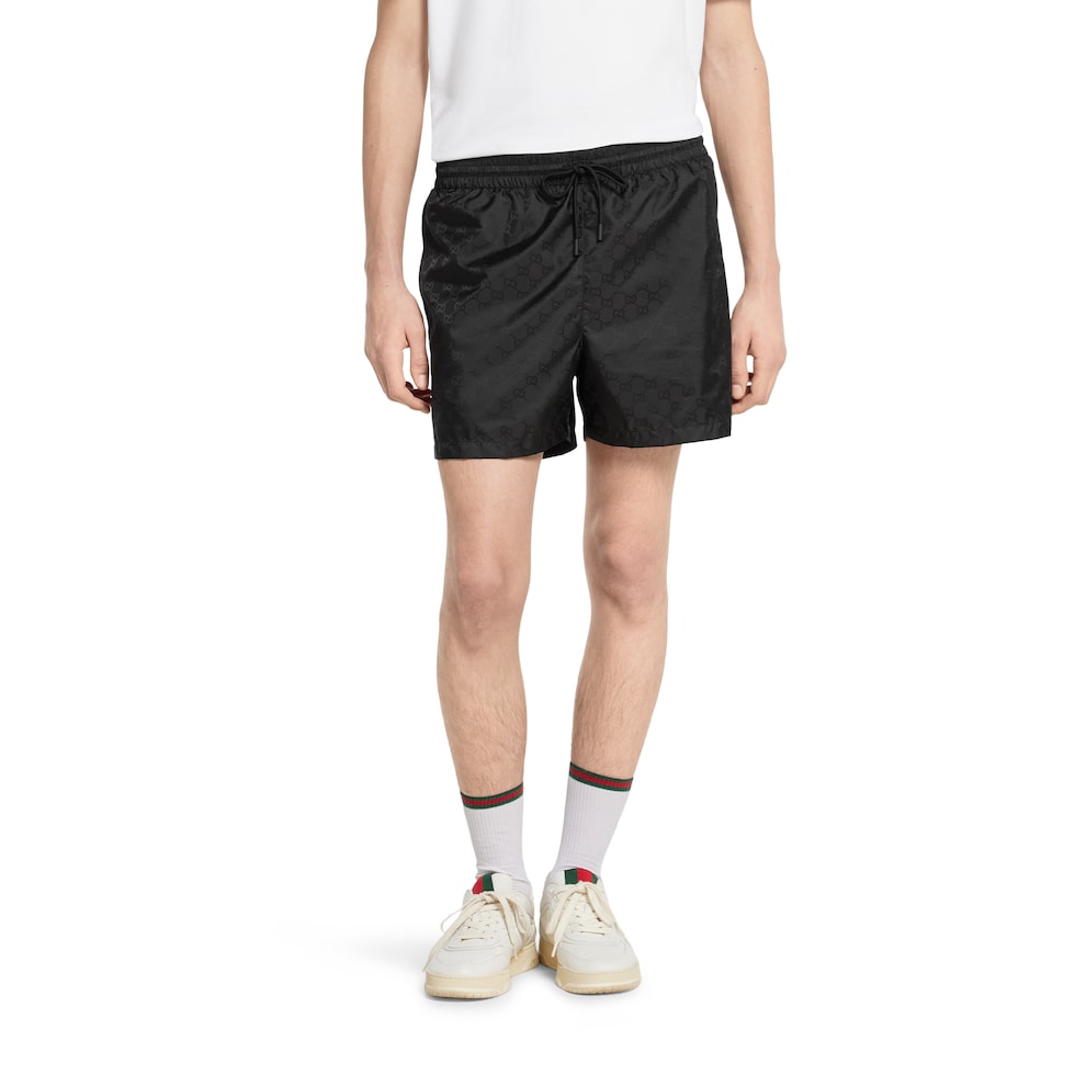 GG nylon swim shorts in black | GUCCI® US