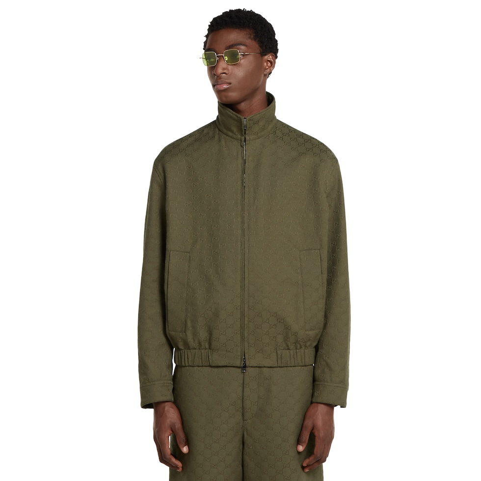 GG canvas bomber jacket in forest green | GUCCI® US