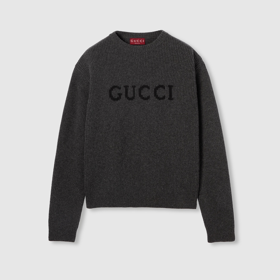 GUCCI ダークグレー リブニットセーター S