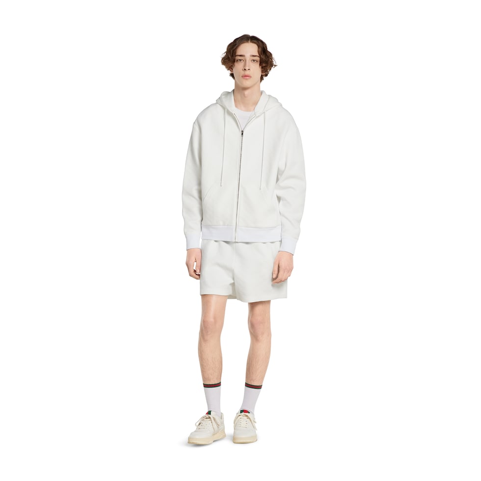 美品 GUCCI ジップアップジャケット レザー ホワイト リブ付き GUCCI - GUCCI ジップアップ レザー ジャケットの通販 by CYCLE