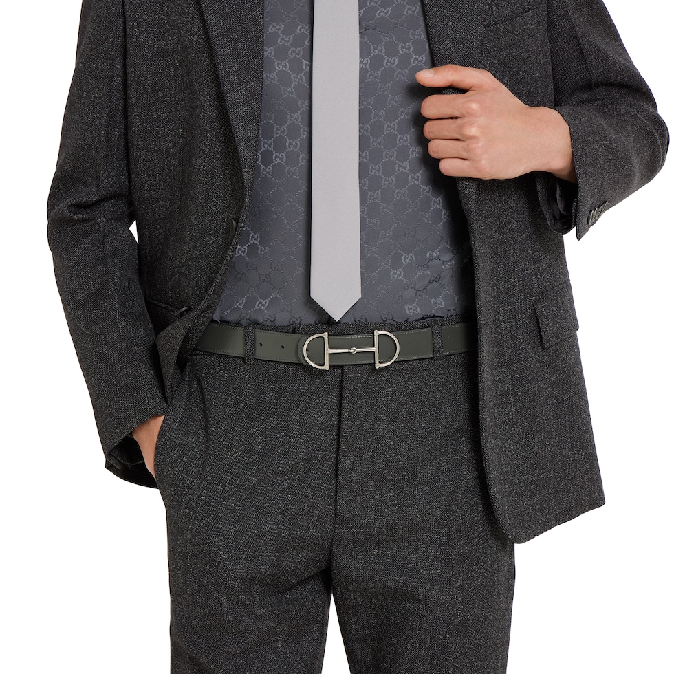 ホースビット付き リバーシブル レザー ベルト ・ブラック