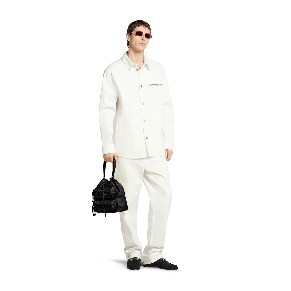 GUCCI ホワイトデニム Cotton selvedge denim pant in white | GUCCI® CA