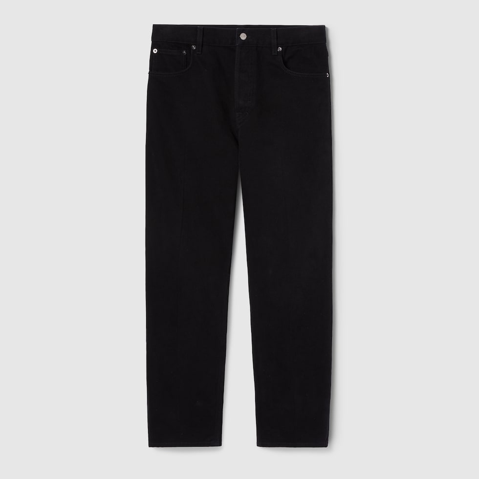 デニム クロップド スリムパンツ ・ブラック | GUCCI公式 デニム クロップド スリムパンツ ・ブラック | GUCCI公式