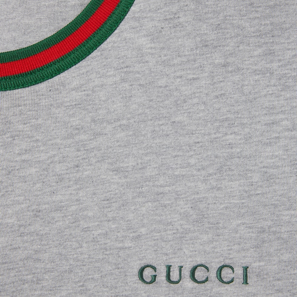 Cotton jersey T-shirt with embroidery in grey mélange