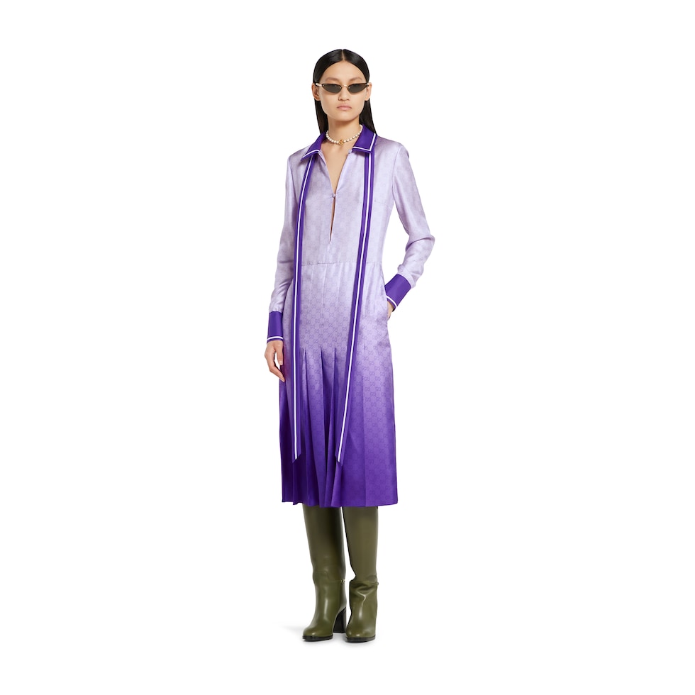 Printed silk dress in lilac and purple | GUCCI® AE