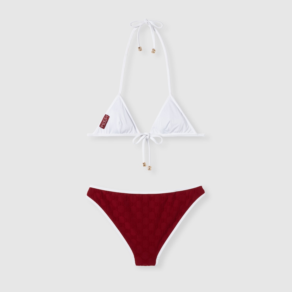 GG terrycloth bikini in Rosso Ancora red | GUCCI® US