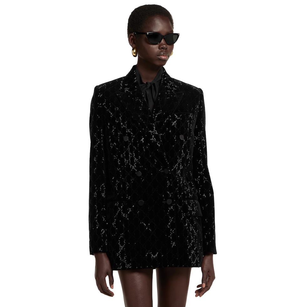 GUCCI ブラック ベルベット ジャケット GG velvet jacket in black | GUCCI® US