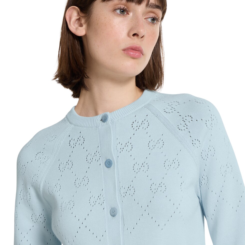 GG cotton cardigan in pale blue | GUCCI® US
