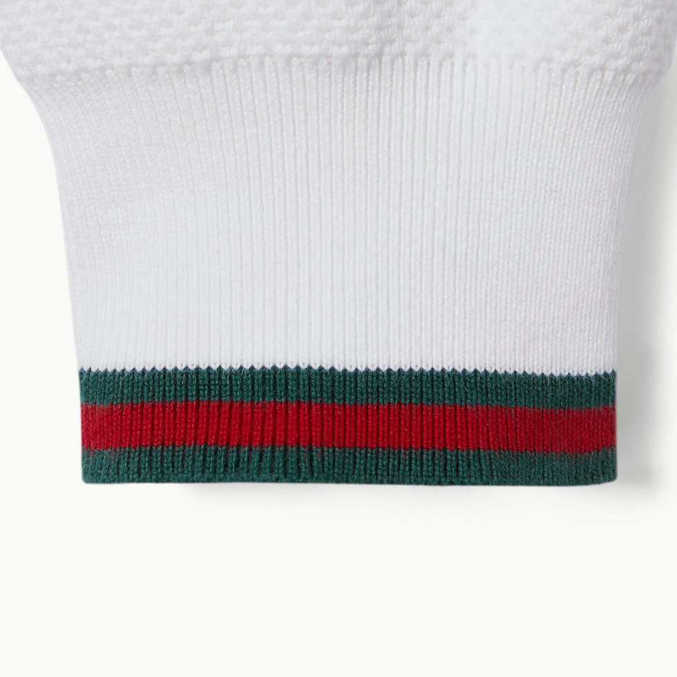 GUCCIサマーカーデガン Fine cotton GG jacquard cardigan in light blue and white | GUCCI® US