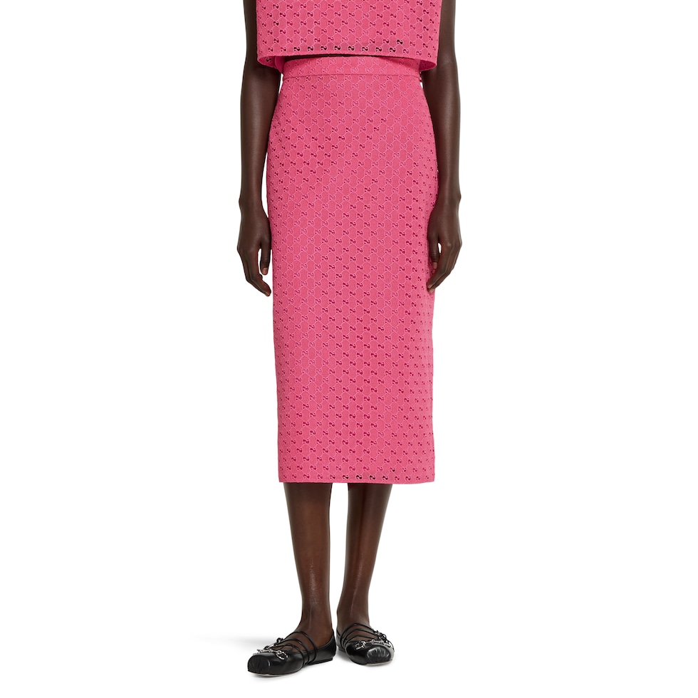 GG macramé skirt in bright pink | GUCCI® US