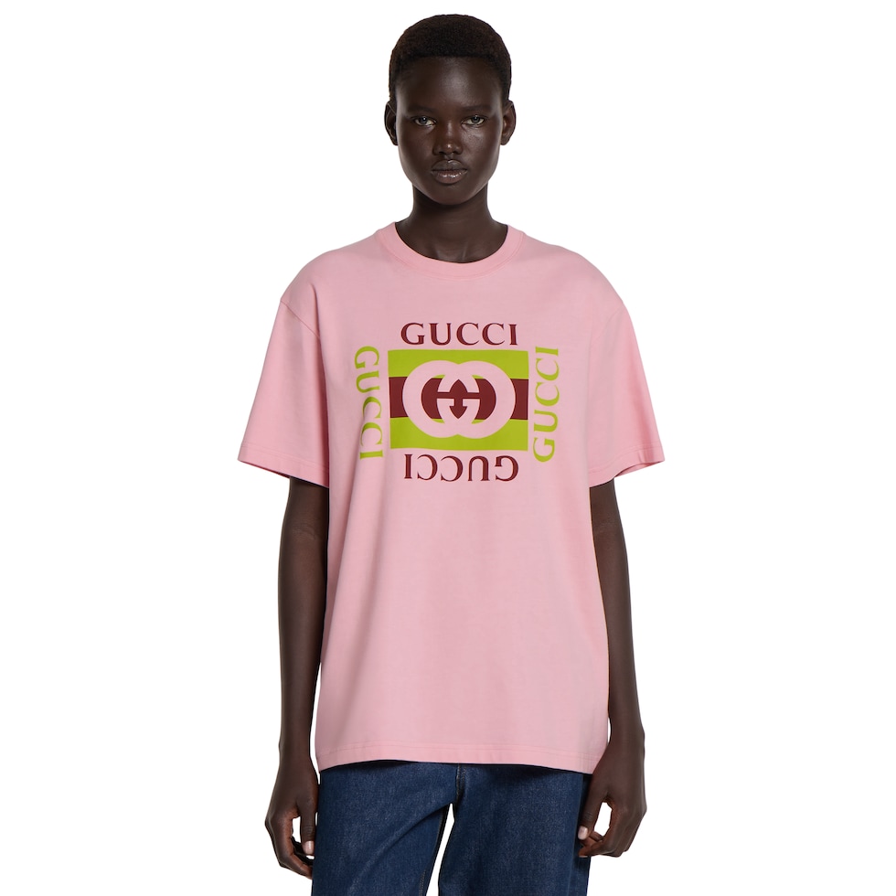 プリント コットンジャージー Tシャツ ・ピンク | GUCCI公式