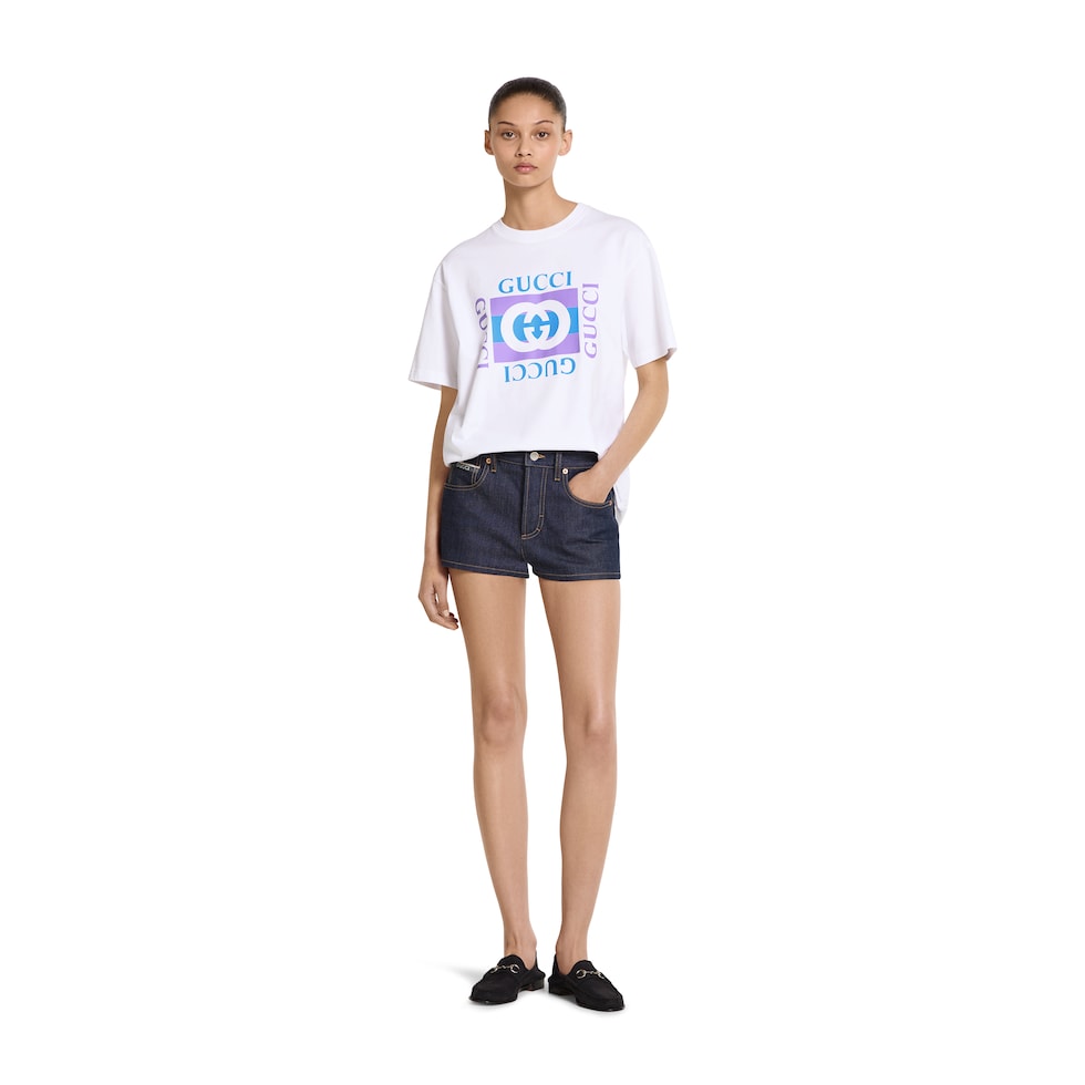 Cotton jersey T-shirt with print in white | GUCCI® US