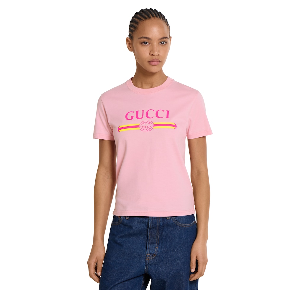 プリント コットンジャージー Tシャツ ・ピンク | GUCCI公式