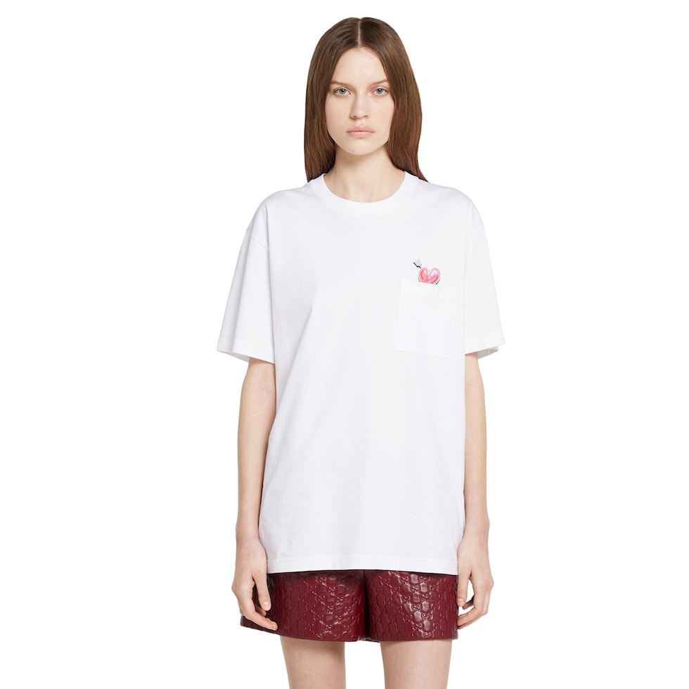 Cotton jersey T-shirt with print in white | GUCCI® US