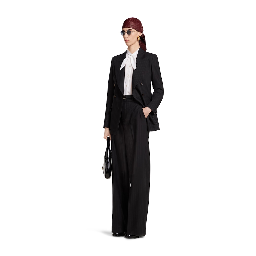 Silk crêpe de chine shirt with embroidery in white | GUCCI® US