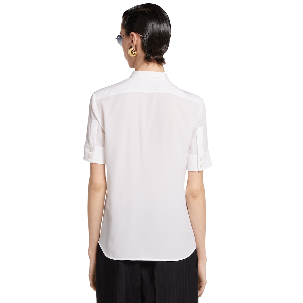 Silk crêpe de chine shirt with embroidery in white | GUCCI® US