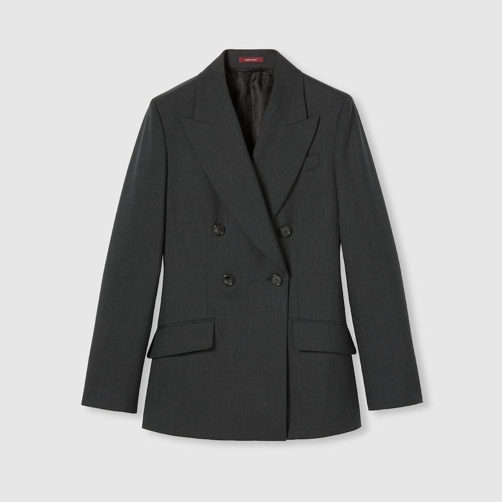 ウール ダブルブレスト ジャケット ・ダークグレー | GUCCI公式