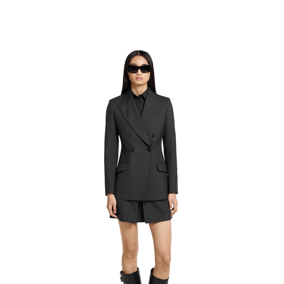 Double-breasted wool jacket in dark grey | GUCCI® US