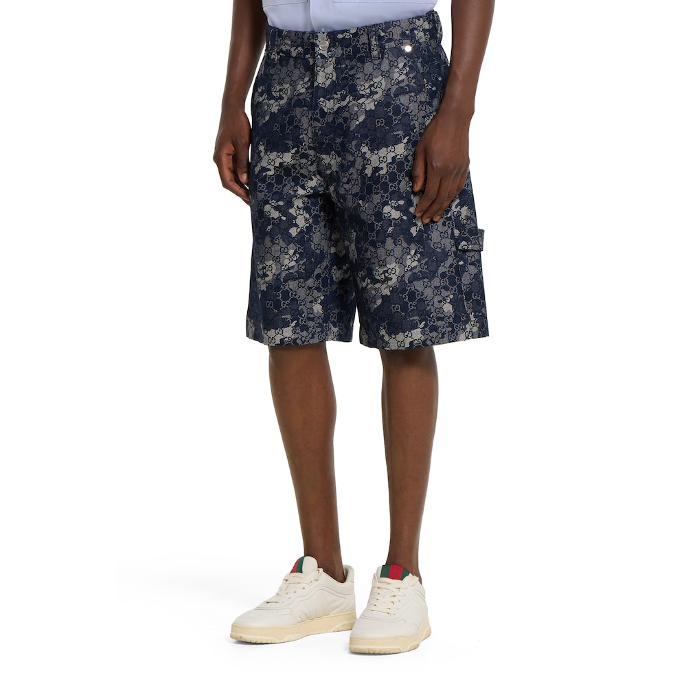 パンツ gucci denim shorts size44 Denim shorts in dark blue | GUCCI® SI