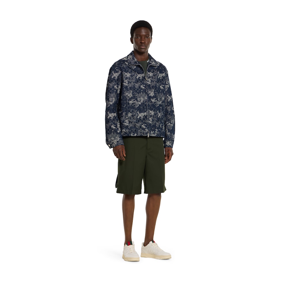 GG jacquard denim jacket in dark blue and ivory | GUCCI® US