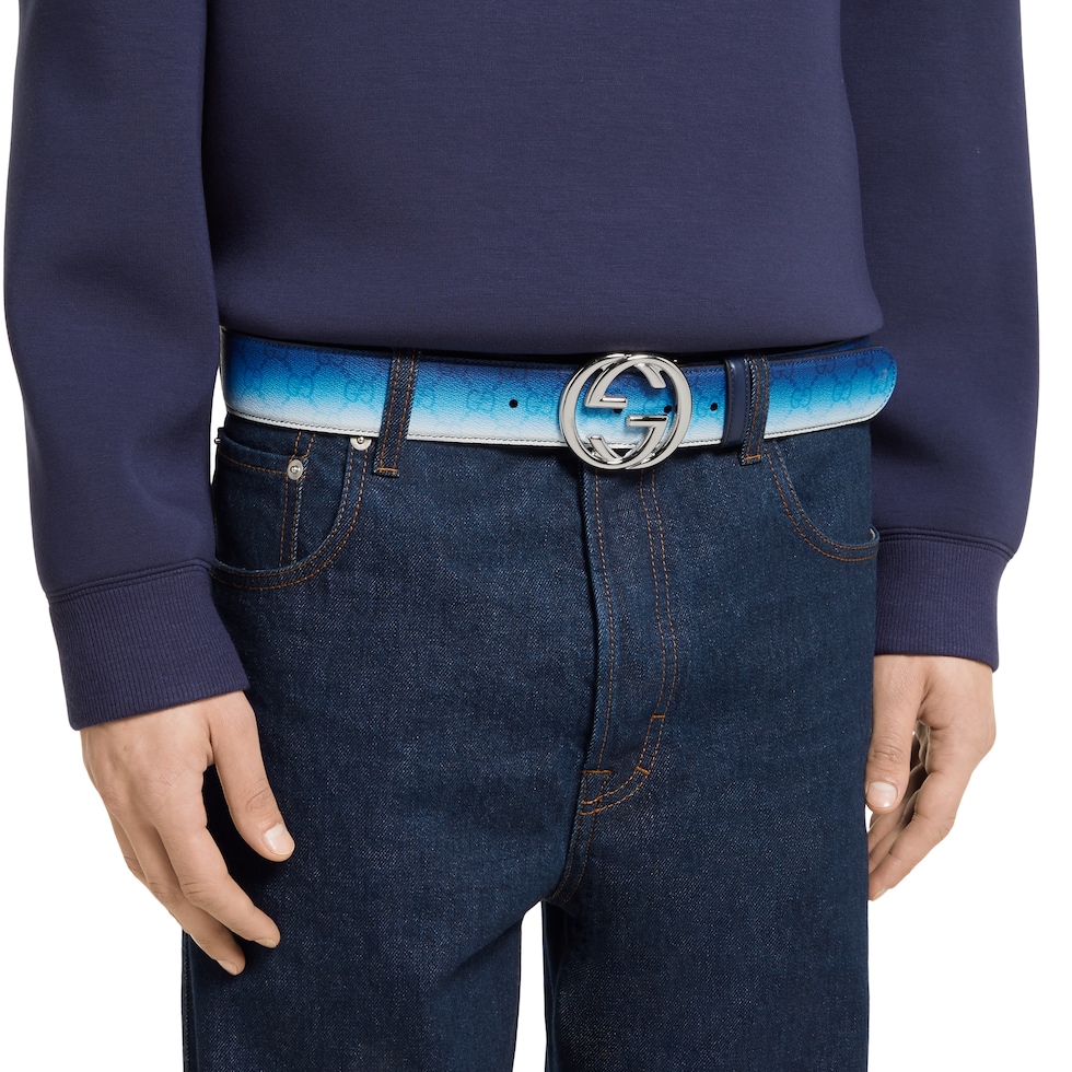 GUCCI GGパターン ベルト Gucci Chroma belt with Interlocking G in gradient blue
