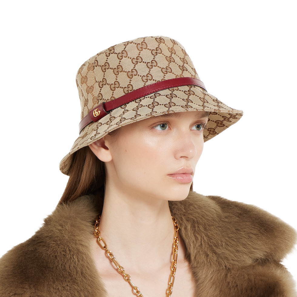 GG canvas bucket hat in beige and dark brown | GUCCI® US