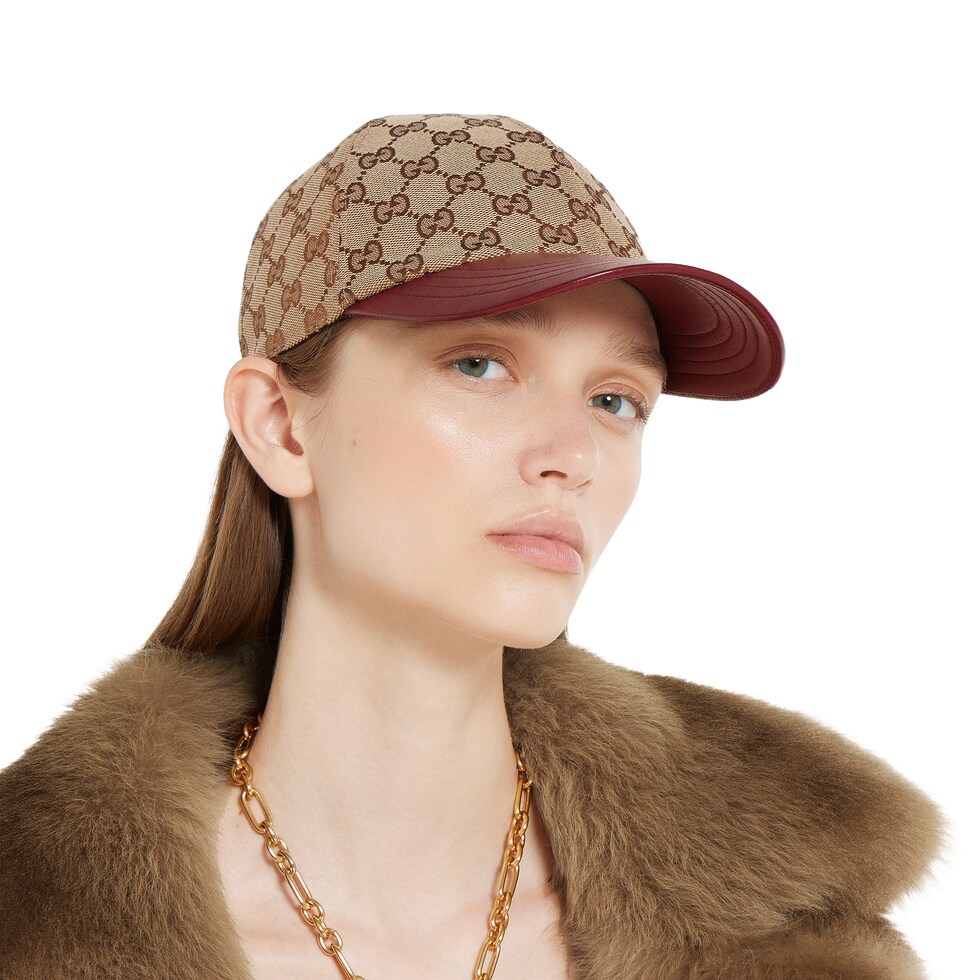 GG canvas baseball hat in beige and dark brown | GUCCI® US