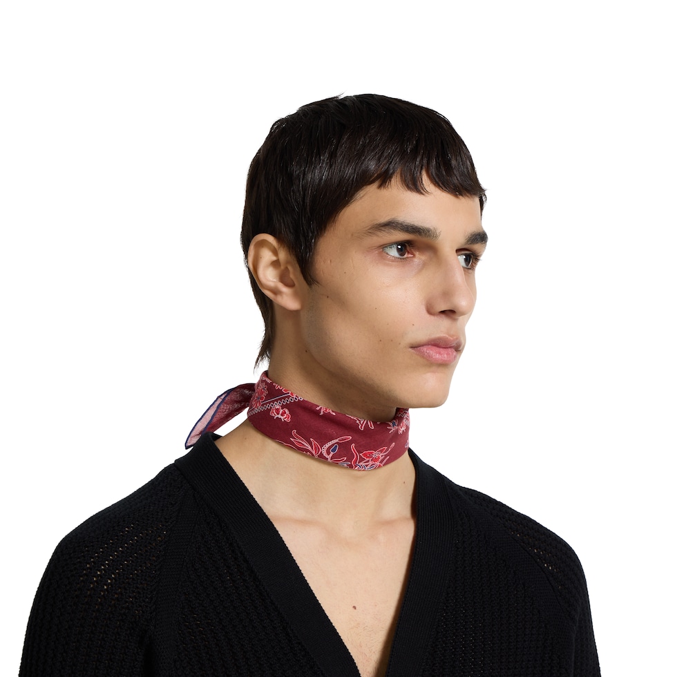 GUCCI ハンカチーフ 日本限定 ホースビット プリント コットン ハンカチ ・ブルー