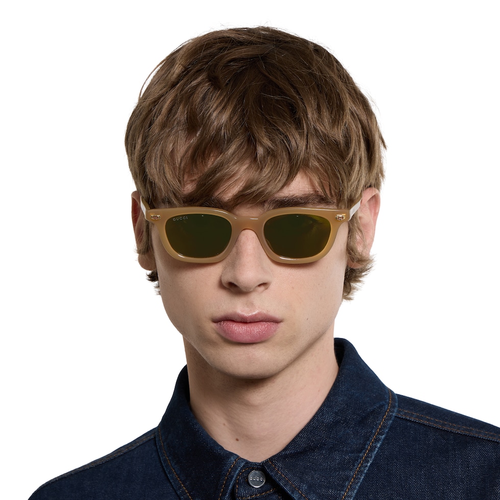 Oval frame sunglasses in light opal brown | GUCCI® US
