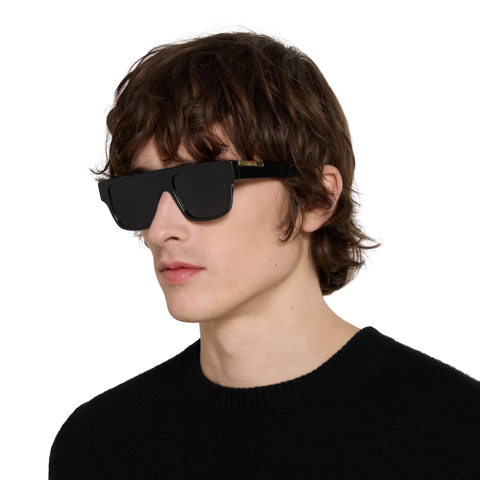Rectangular frame sunglasses in black | GUCCI® US