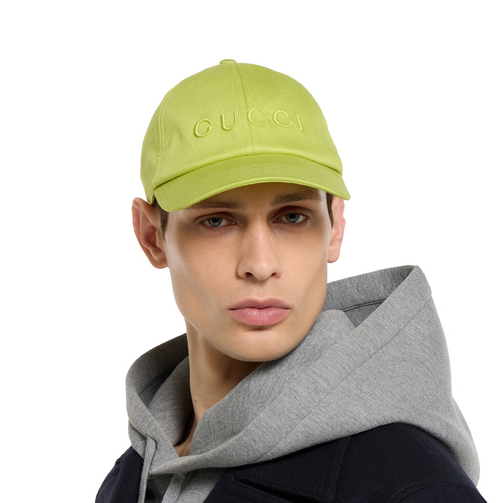 Cotton baseball hat with embroidery in bright green | GUCCI® US