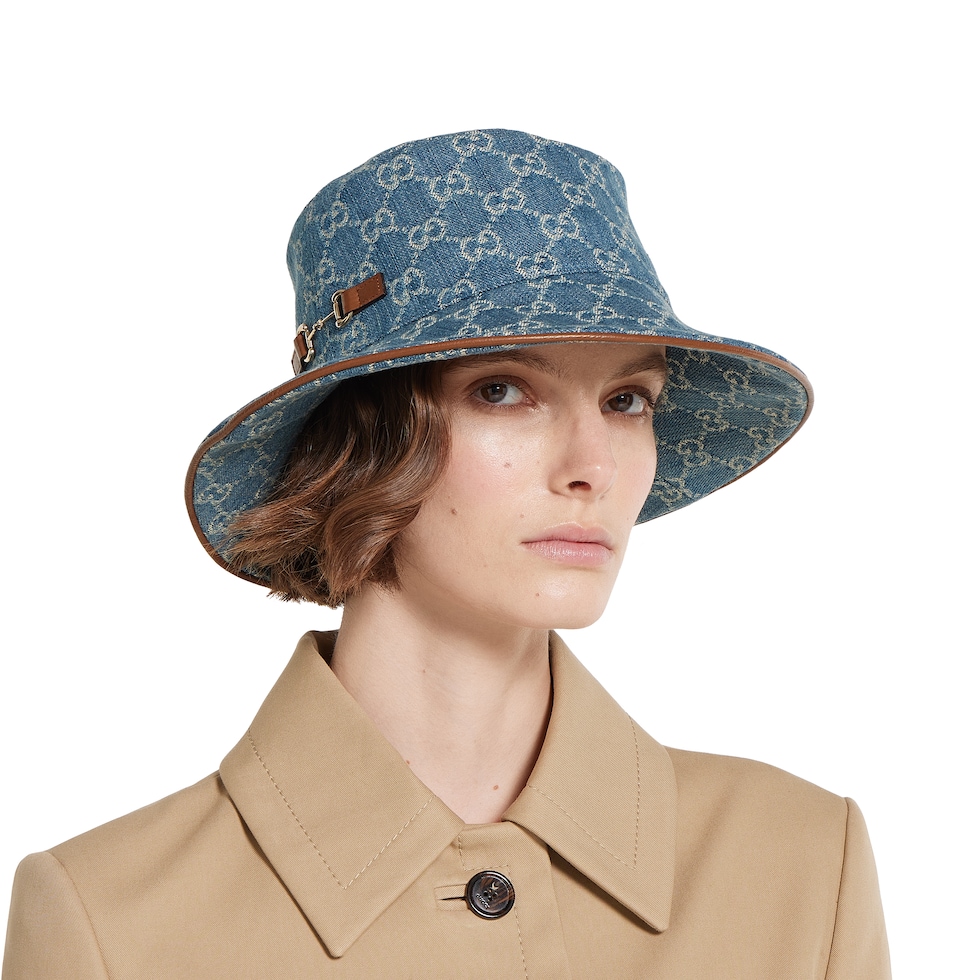 GG denim bucket hat in light blue | GUCCI® US