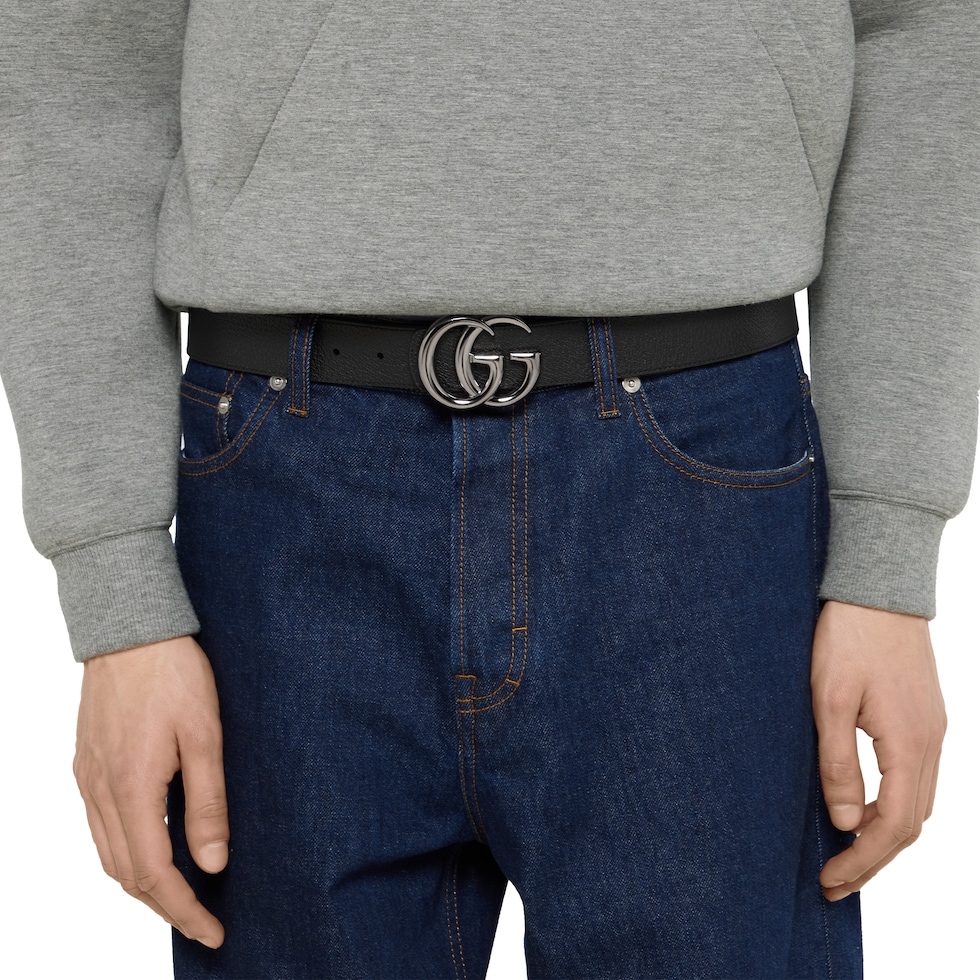 （よる）GUCCI ブラック ダブルG ベルト 75-80 ダブルG スリムベルト ・ブラック レザー | GUCCI公式