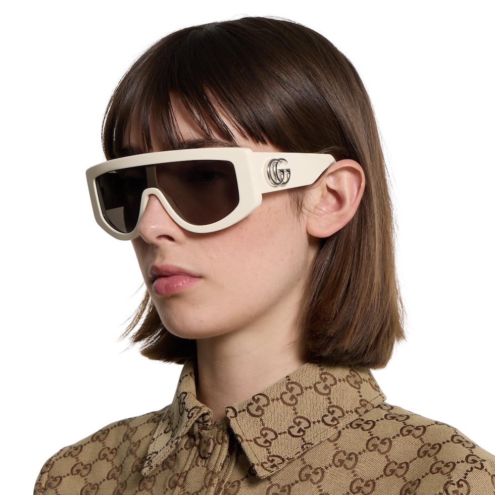 Rectangular frame sunglasses in ivory | GUCCI® US