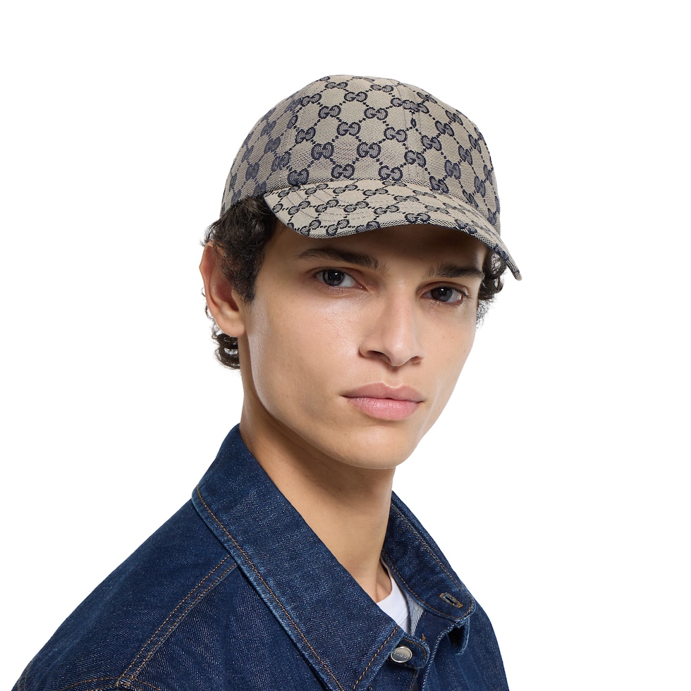 GG棉质帆布棒球帽in 米色和蓝色| GUCCI® FR