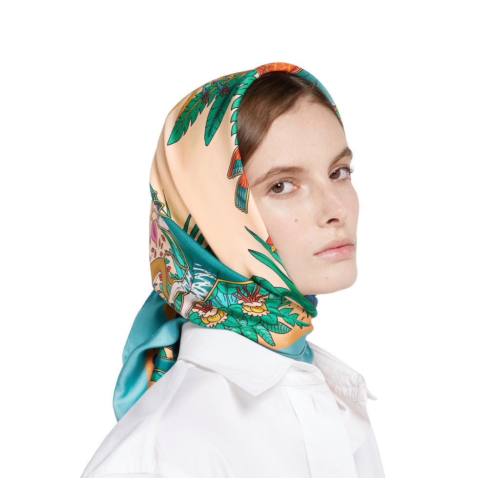 90 x 90 project printed silk carré in multicolor | GUCCI® US
