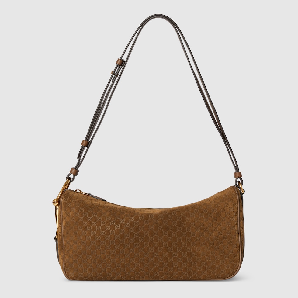 Gucci 2026 Half Horsebit Bag 38cm Green Suede Leather 277351