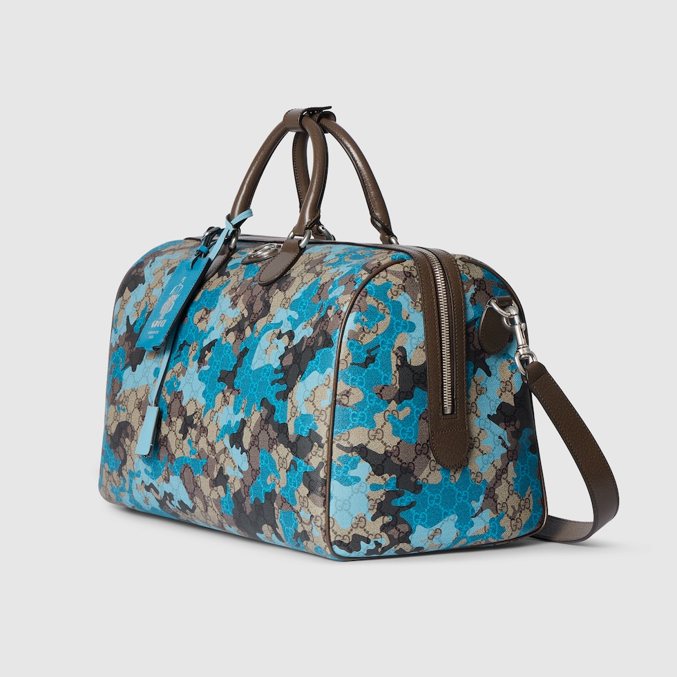 GG ミディアム ダッフルバッグ ・ブルー GG ファブリック | GUCCI公式