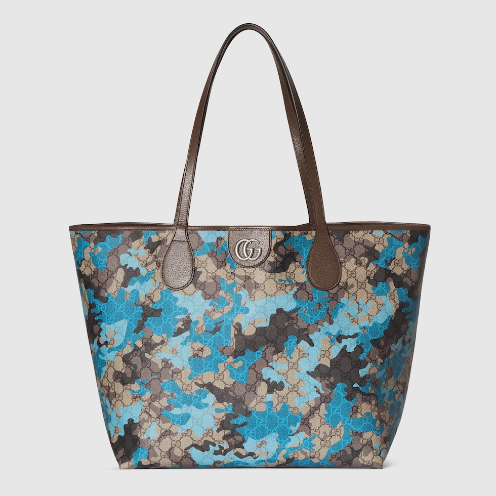 Bolso tote con GG grande en tejido con GG azul | GUCCI® ES